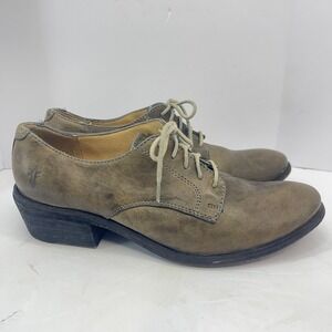 Frye Women's Leather Lace‎ Up Oxford Block Heel Shoes Brown 7B Witchy